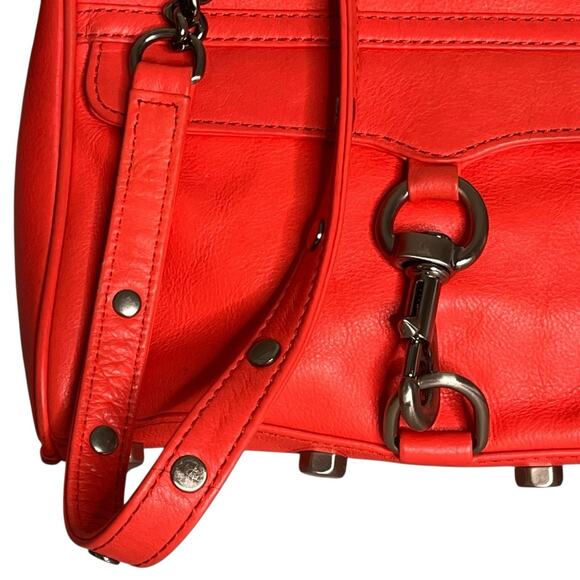 Rebecca Minkoff Leather Mini Mac Clutch Crossbody Bag Convertible Tomato Red - Picture 5 of 11